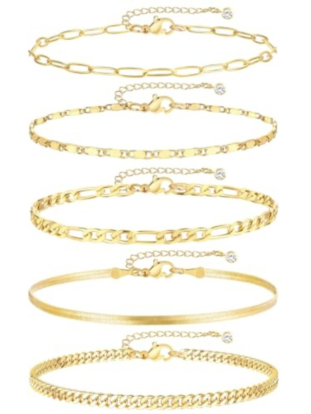 New - Gold Ankle Bracelets for Women,‎ 14k Gold Plated Waterproof Cuban Link